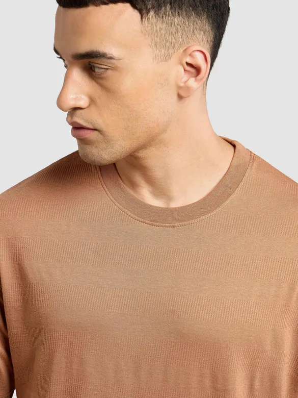 Camel Brown Structured Oversized T-Shirt