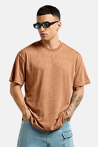 Camel Brown Structured Oversized T-Shirt