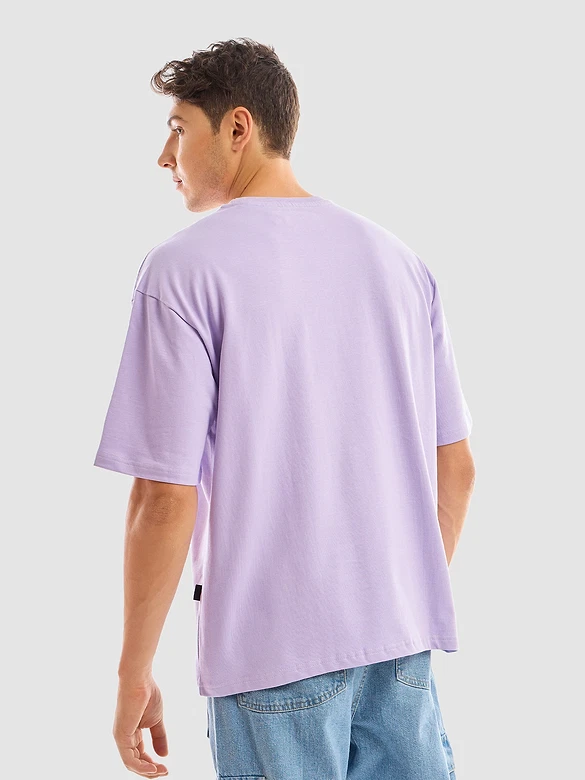 Lilac Puff Printed Oversized T-shirt For Men