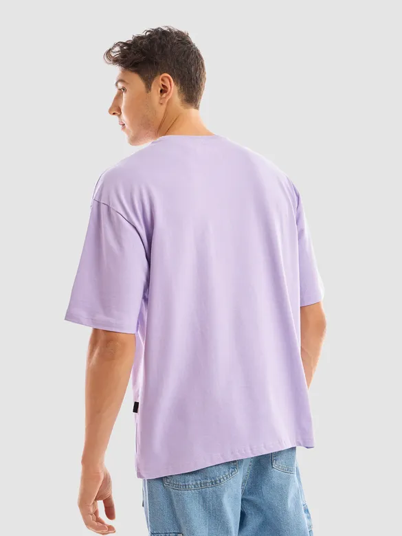 Lilac Puff Printed Oversized T-shirt For Men