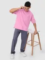 Pink Cut And Sew Panel Oversized T-Shirt