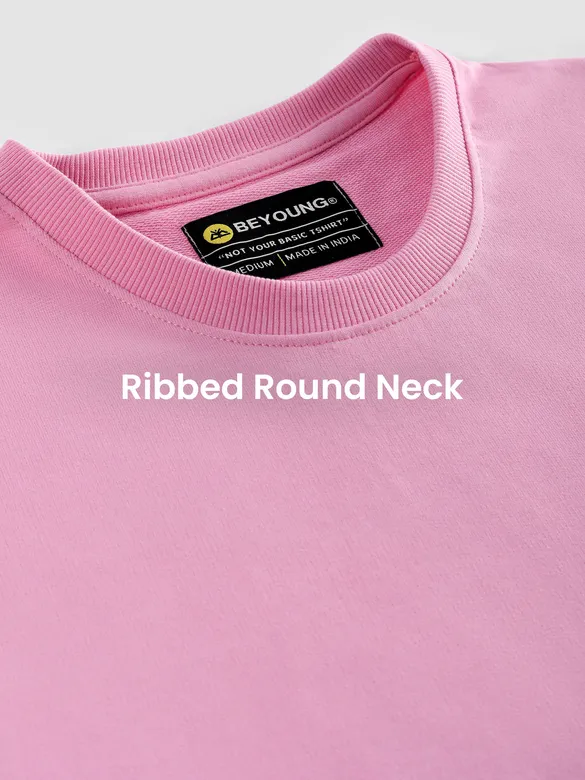 Pink Cut And Sew Panel Oversized T-Shirt