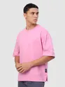 Pink Cut And Sew Panel Oversized T-Shirt