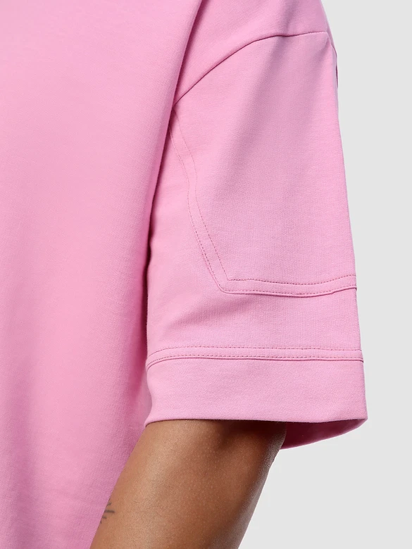 Pink Cut And Sew Panel Oversized T-Shirt