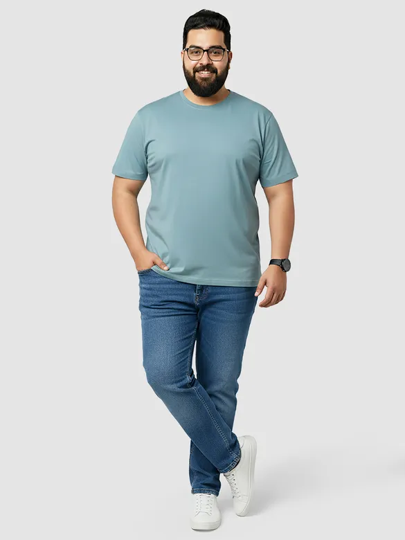 Plain Dream Blue Plus Size T-Shirt
