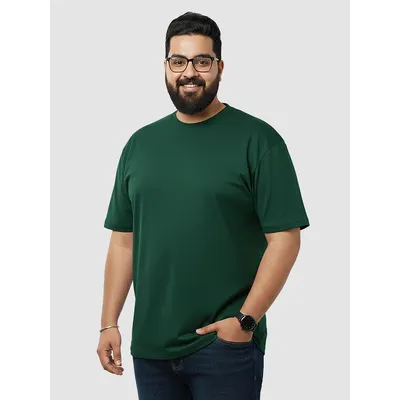 Plain Bottle Green Plus Size T-Shirt