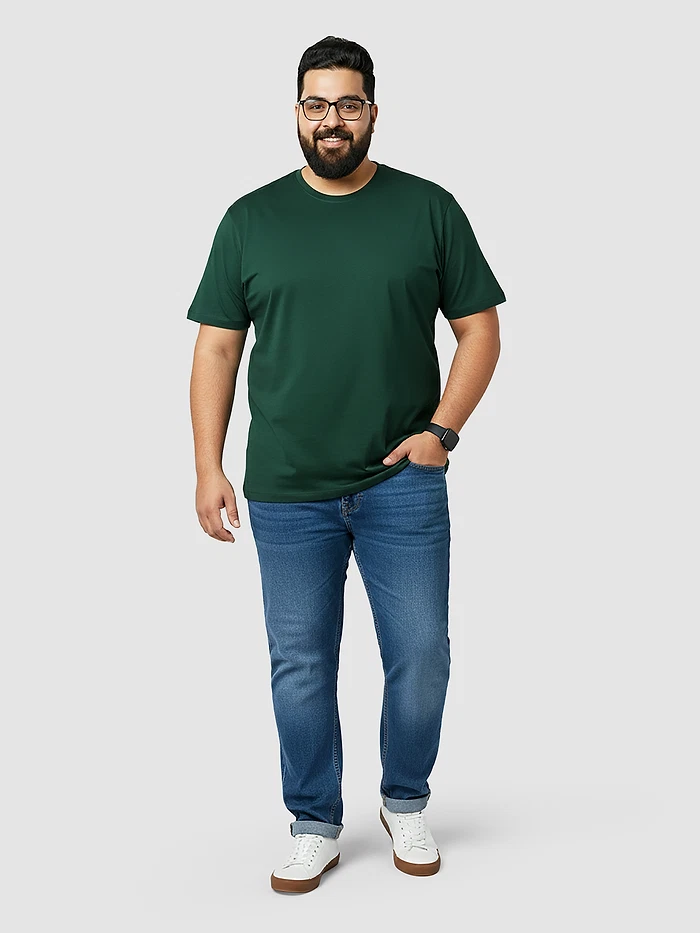 Plain Bottle Green Plus Size T-Shirt