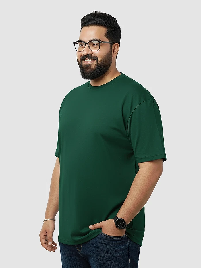 Plain Bottle Green Plus Size T-Shirt