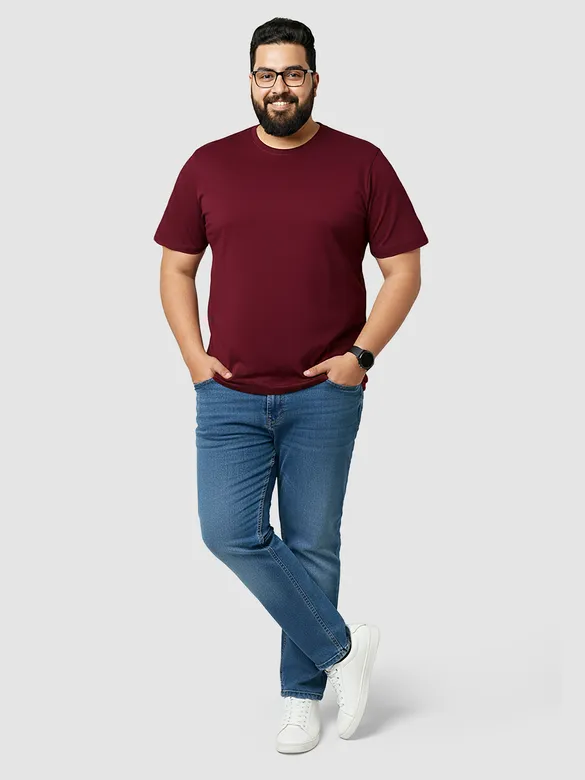 Plain Burgundy Plus Size T-Shirts