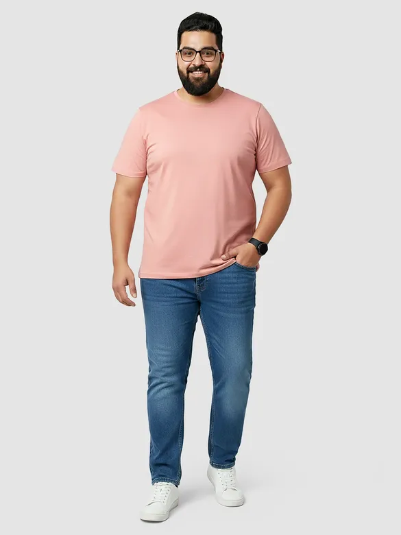 Plain Rose Pink Plus Size T-Shirt