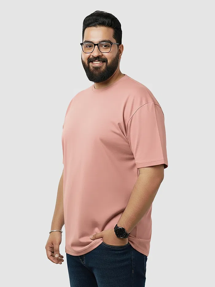 Plain Rose Pink Plus Size T-Shirt