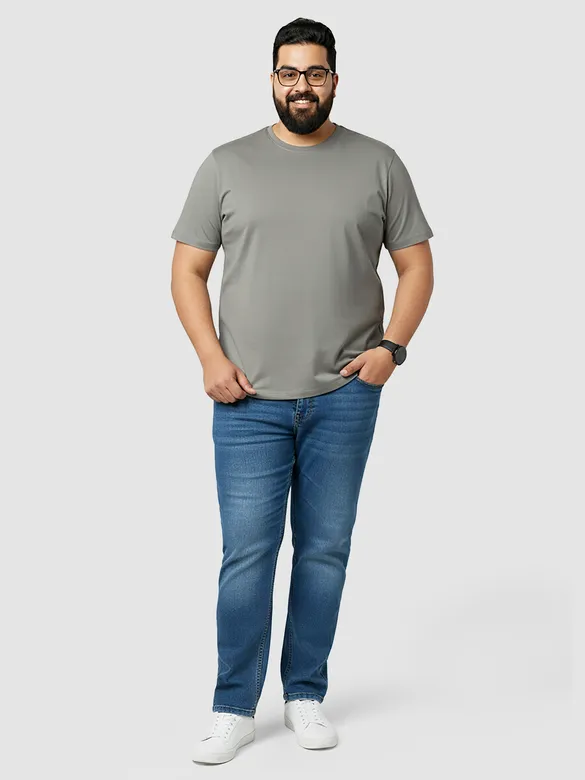 Plain Space Grey Plus Size T-Shirt