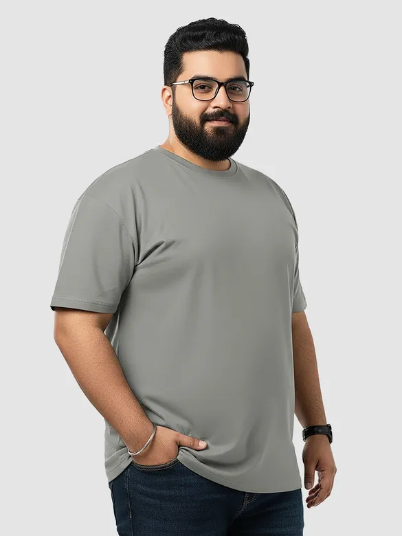 Plain Space Grey Plus Size T-Shirt