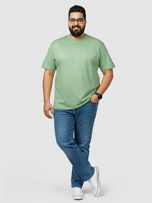 Plain Seafoam Green Plus Size T-Shirt