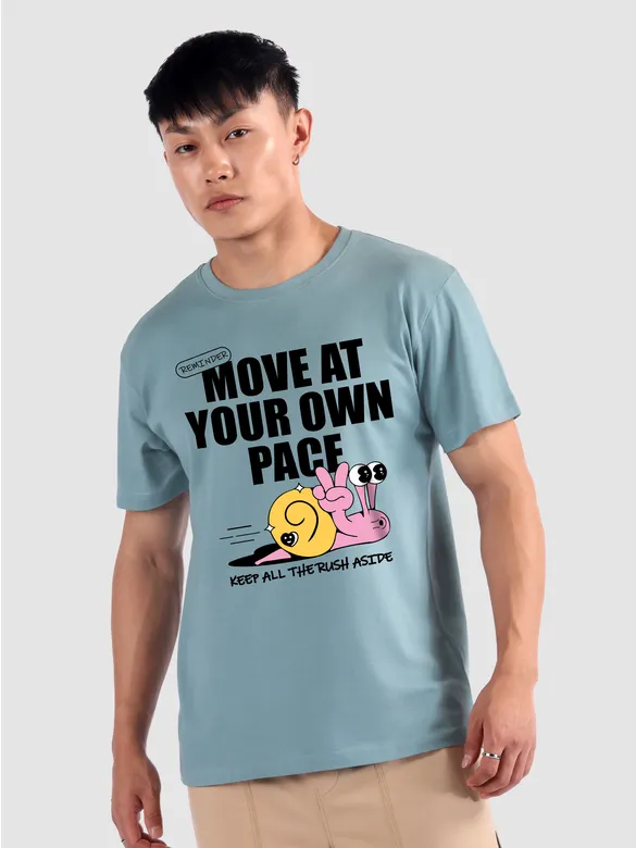 Move At Your Own Pace Printed T-shirt for Men