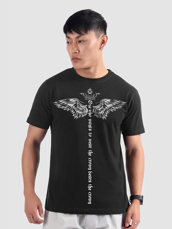 Winged Half Sleeve Printed T-shirt