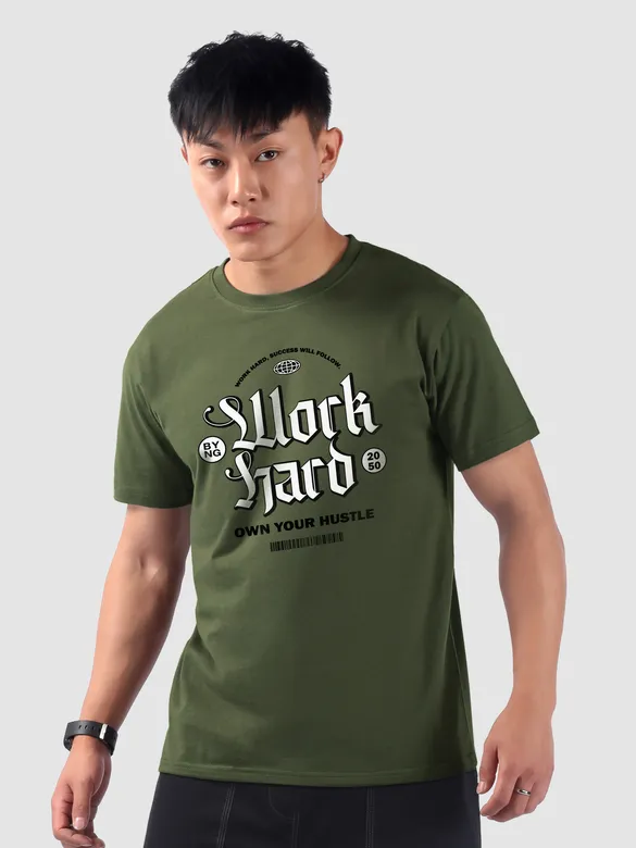Work Hard Printed T-shirt for Men