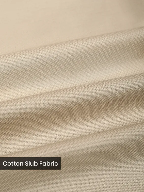 Beige Side-Adjuster Cotton Slub Trousers