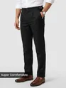 Black Side-Adjuster Cotton Slub Trousers