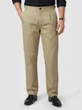 Khaki Side-Adjuster Cotton Slub Trousers