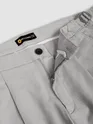 Light Grey Side-Adjuster Cotton Slub Trousers