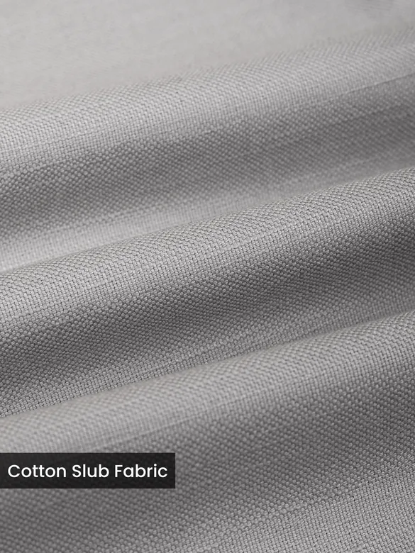 Light Grey Side-Adjuster Cotton Slub Trousers