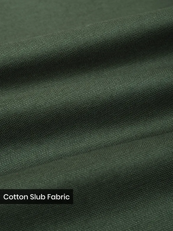 Military Green Side-Adjuster Cotton Slub Trousers