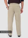 Beige Solid Korean Pants