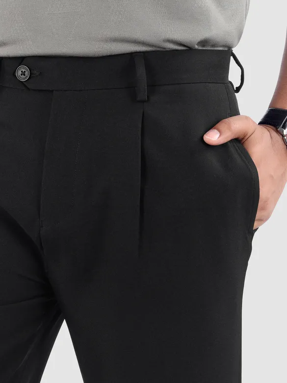 Black Solid Korean Pants