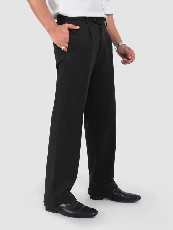 Black Solid Korean Pants