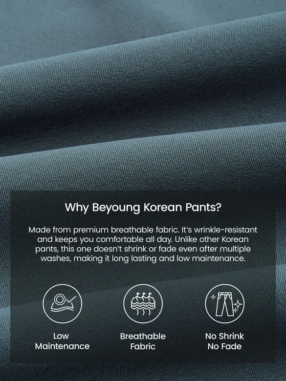 Bluish Grey Solid Korean Pants