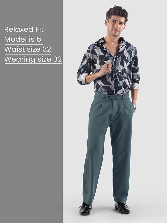 Bluish Grey Solid Korean Pants