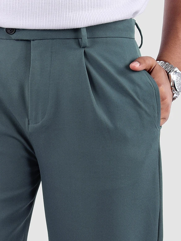 Bluish Grey Solid Korean Pants