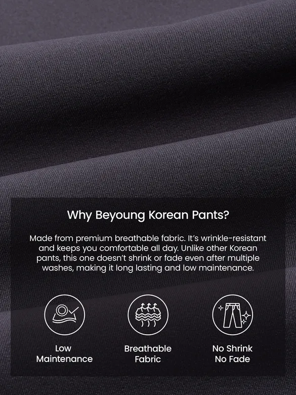 Charcoal Grey Solid Korean Pants