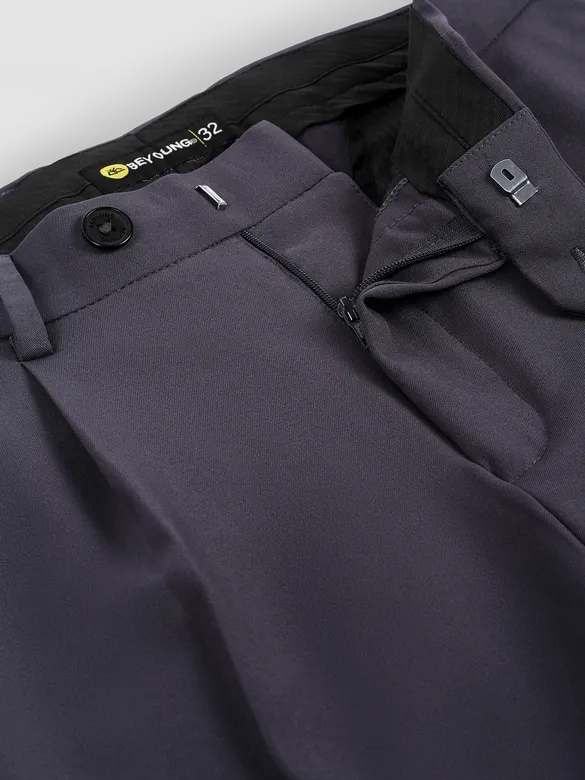 Charcoal Grey Solid Korean Pants