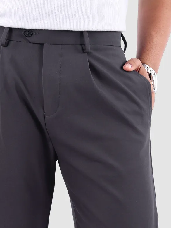 Charcoal Grey Solid Korean Pants