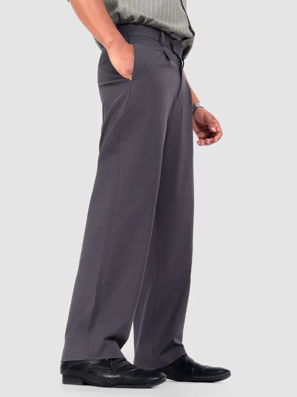 Charcoal Grey Solid Korean Pants