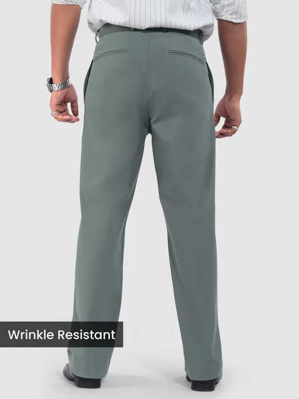 Dusty Green Solid Korean Pants