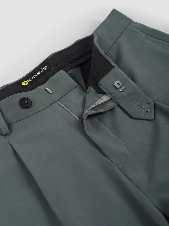 Dusty Green Solid Korean Pants