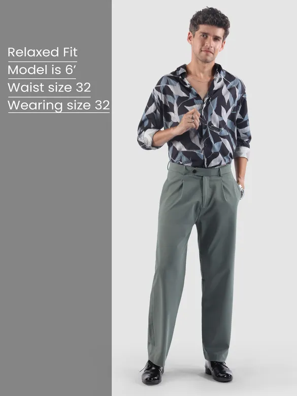 Dusty Green Solid Korean Pants