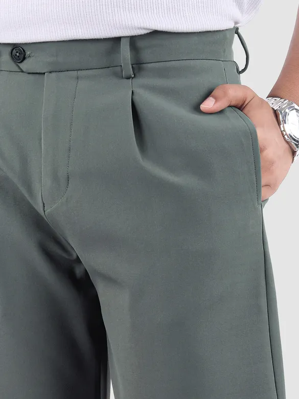 Dusty Green Solid Korean Pants