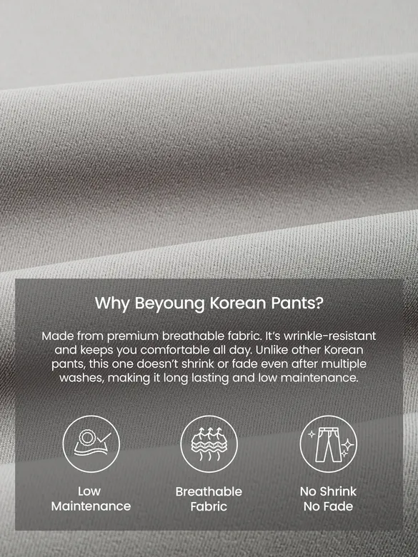 Elephant Grey Solid Korean Pants