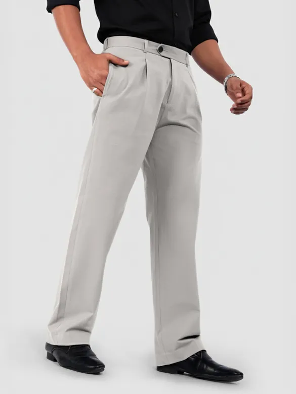 Elephant Grey Solid Korean Pants