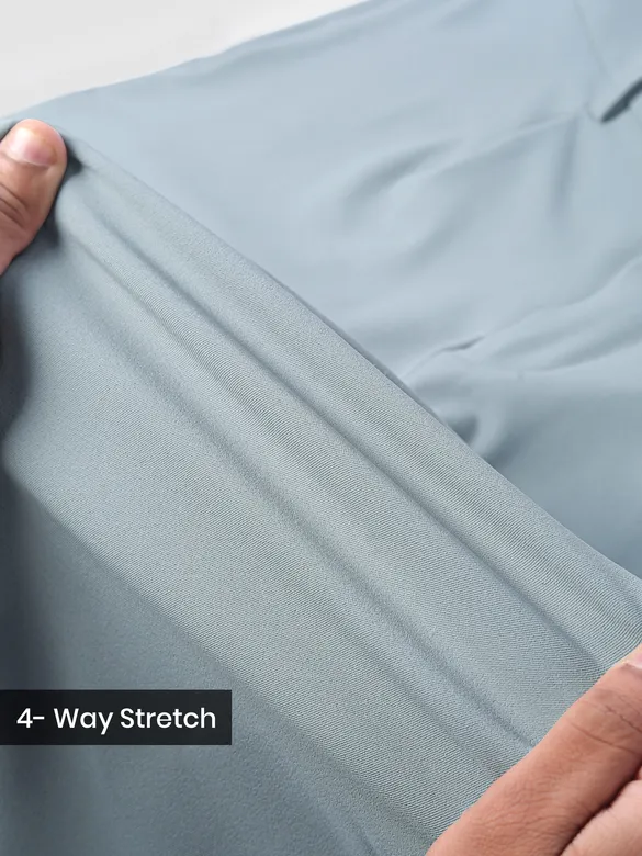 Stone Blue Solid Korean Pants