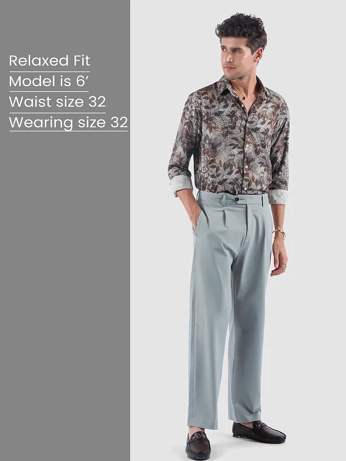 Stone Blue Solid Korean Pants