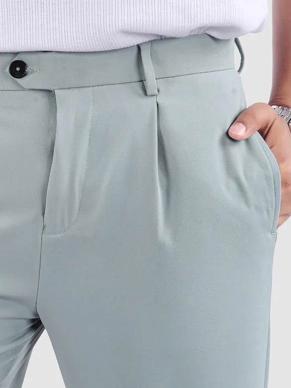 Stone Blue Solid Korean Pants