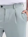 Stone Blue Solid Korean Pants