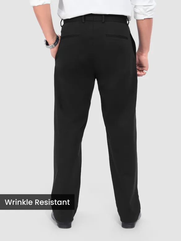 Charcoal Black Relaxed Fit Stretch Korean Pants