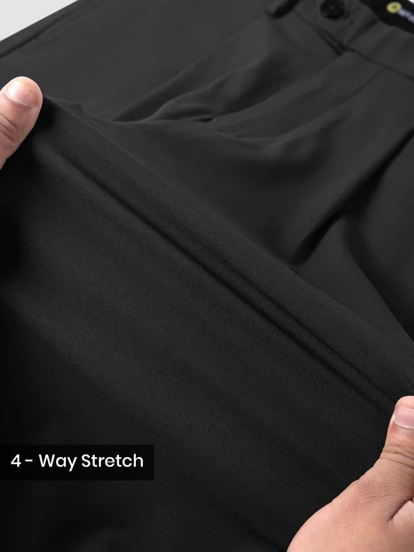 Charcoal Black Relaxed Fit Stretch Korean Pants