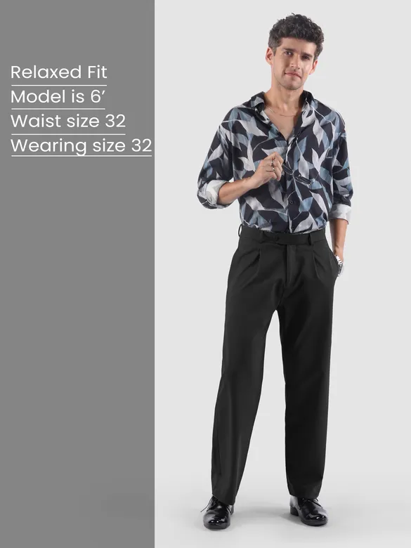 Charcoal Black Relaxed Fit Stretch Korean Pants